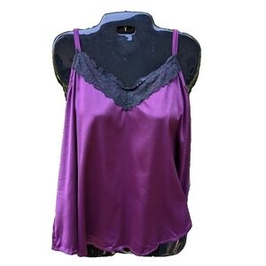 Torrid Sleep Top Cami Womens Silky Size 00 M-L Satin Lace Trim Whimsigoth Vamp